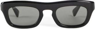 Gucci Accessoires, Heren, Zwart, ONE Size, Zwarte Rechthoekige Zonnebril Aw 24