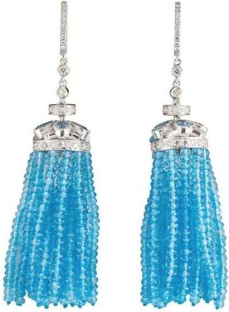 Bespoke White Gold Diamond and Topaz Earrings