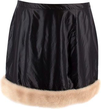 Christopher Kane Mink Trimmed Nylon Mini Skirt Size S