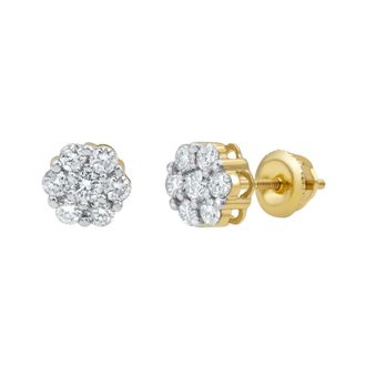 LuvMyJewelry Meadow 0.5 Ct TW Lab Grown Diamond Cluster Studs 14K Gold Earrings