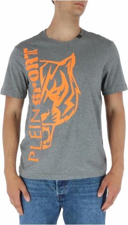 Plein Sport Tiger Head TShirt - Heren - Sportshirts - Grijs - M - Katoen - Fitness