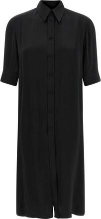 Jil Sander Lange Overhemdjurk - Dames - Shirt Kleedjes - Zwart - 2XS - Kleedjes
