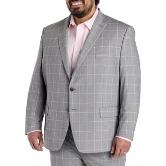 Michael Kors Big & Tall Windowpane Suit Jacket in Grey at Nordstrom, Size 52L