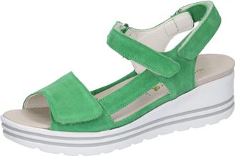 Waldl&auml;ufer Keilsandalette WALDL&Auml;UFER H-Michelle, Damen, Gr. 6 (39), gr&uuml;n, Veloursleder, Schuhe Keilsandalette, Sommerschuh, Sandale, Keilabsatz, in bequemer Schu