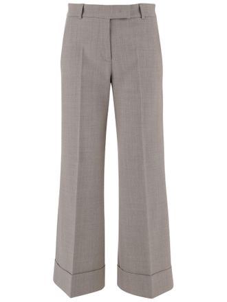 Ql2 Quelledue Beige Tailored Crease Wide-Leg Wool Formal Pants
