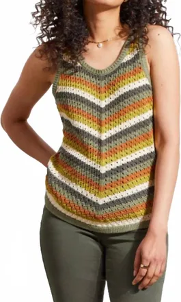 Tribal Crocheted Tank Top In Cactus Multi