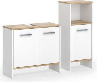 Vicco Conjunto De Muebles De Ba&ntilde;o Karli, Blanco/roble Dorado, 2 Piezas, Vicco