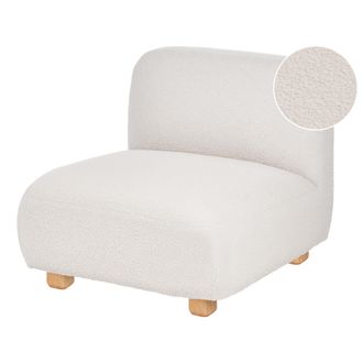 Beliani Sill&oacute;n Modular De Boucl&eacute; Asiento 1 Plaza Patas De Madera Moderno Blanco Crema Amli