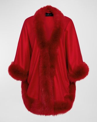 Gorski Cashmere Capelet with Lamb Shearling Trim