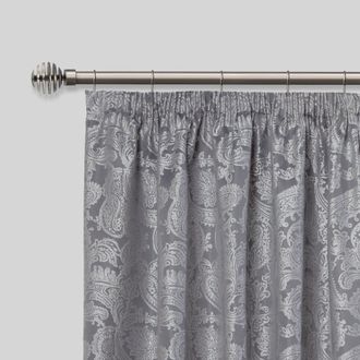 TJ Hughes Metal Sliced - Extendable Curtain Pole with rings and pair of end finials in Black Silk - TJ Hughes