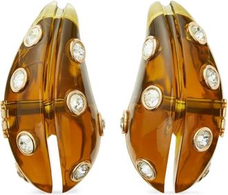 Tory Burch Orecchini a onda con cristalli - Marrone