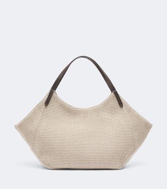 Brunello Cucinelli Reversible raffia-effect shopper