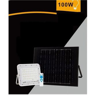 Trade Shop Trade Shop - Faro Faretto Pannello Solare 100 W Luce Fredda 6500k Ip65 Telecomando S12a-100w