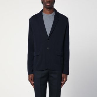 Lardini Navy Single-Breasted Knitted Jacket