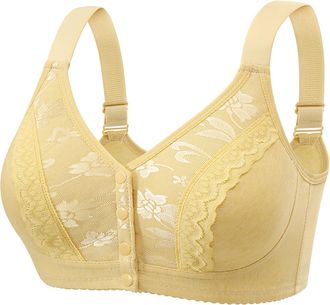 Generic Post Surgical Bra Front Closure Cotton Mastectomy Bra with Pockets for Medium Elderly Women Wirefree Underwear Comfort