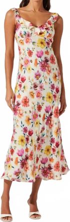 Astr Zole Midi Dress In Cream Floral