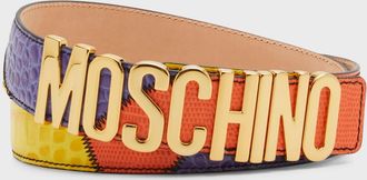 Moschino Mens Multicolor Patchwork Leather Belt