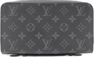 Louis Vuitton Black Coated Canvas Long Wallet (Bi-Fold) (Pre-Owned)