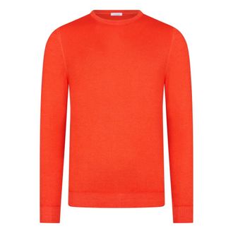 Malo Truien & Vesten, Heren, Rood, XL, Kasjmier, Cashmere en Zijde Trui met Ronde Hals