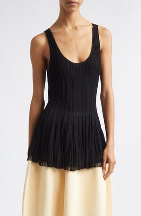 Ashlyn Bennett Layered Hem Rib Sweater Tank in Black/Black at Nordstrom, Size Medium
