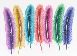 Hhg Hhg - Nunca Usado] Pintura Al &Oacute;leo Plumas, 100% Pintado A Mano Pintura Mural Xl, 120x90cm