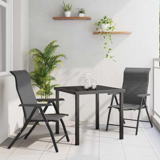 vidaXL Conjunto De Comedor De Jard&iacute;n 3 Pcs Gris Polirat&aacute;n Vidaxl