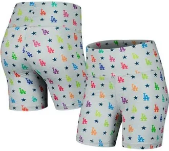 Terez Womens Terez Gray Los Angeles Dodgers TLC Rainbow Shorts at Nordstrom, Size X-Large