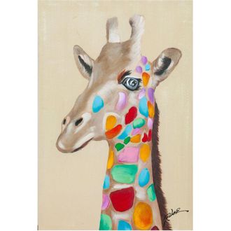 Biscottini International Cuadro &Oacute;leo Sobre La Tela Pintado A La Mano Giraffa
