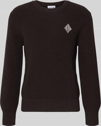 Lacoste Regular Fit Pullover aus Baumwoll-Mix Modell COTES PERLES in Schoko, Gr&ouml;&szlig;e XXXL