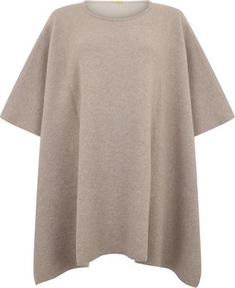 Moorer Poncho met Ronde Kraag - Dames - Cashmere truien - Beige - XS - Kasjmier - Truien & Vesten