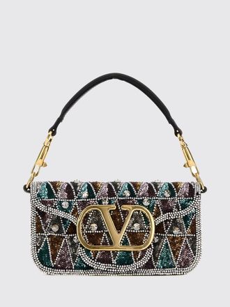 Valentino Garavani Loc&ograve; Crystal-Embroidered Satin Mini Bag with VLogo