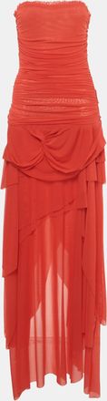 Guizio Red Mesh Strapless Lyla Twist Dress