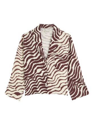 Desmond & Dempsey Tide zebra-print linen shirt - Toni neutri