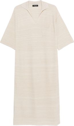 Fabiana Filippi Womens V-Neck Tonal Stripes Collar Wool And Cotton Shirtdress