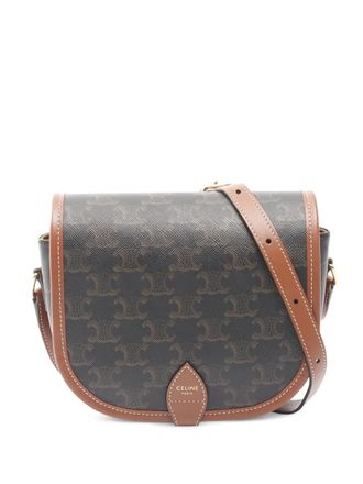 Celine 2010s medium Folco Triomphe-pattern shoulder bag - women - PVC/Calf Leather - One Size - Brown