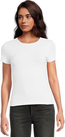 Lilla P Short Sleeve Crew Neck Womens Clothing White : LG, Modal/Spandex