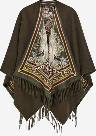 Ferragamo kasjmier cape met franjes