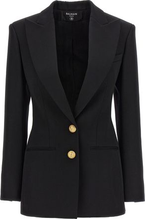 Balmain Double Breasted Blazer With Logo Buttons