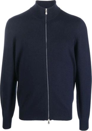 Brunello Cucinelli Luxe Cashmere Cardigan- Volledige rits- Itali&euml; - Heren - Cashmere truien - Blauw - 2XL - Kasjmier - Truien & Vesten