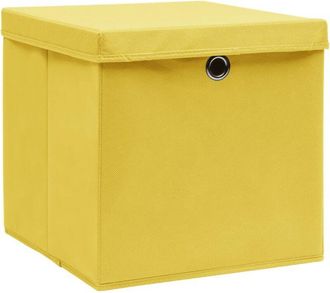 vidaXL Cajas De Almacenaje Con Tapas 10 Uds Amarillo 28x28x28 Cm Vidaxl