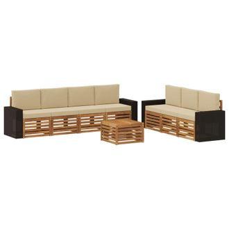 vidaXL Juegos De Sof&aacute;s Con Coj&iacute;n 8 Pcs Madera De Acacia S&oacute;lida Vidaxl