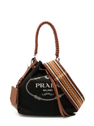Prada 2013-2025 Canvas Canapa Logo bucket bag - Black