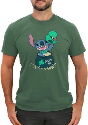 Lilo & Stitch Mens Lilo & Stitch St. Patricks Day Stitch Lucky Me Pot of Gold T Shirt in Light Green at Nordstrom, Size Xxx-Large