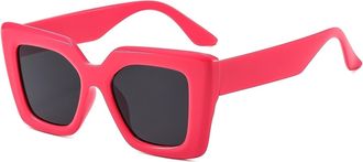 Generic Square Mens Outdoor Sunglasses Vacation Womens Driving Commuter Sun Glasses(Red)
