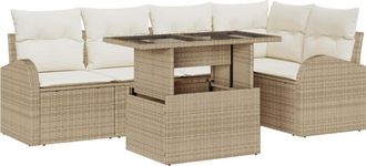 vidaXL Vidaxl - Garden Sofa Set 6 pcs Beige and cream 100 x 55 x 73 cm