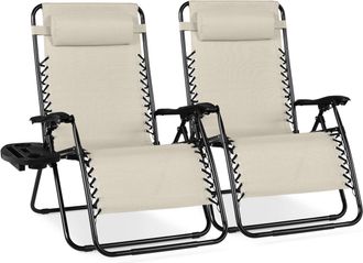 Best Choice Products Set of 2 Extra Wide Zero Gravity Lounge Chair Recliners w/ Cup Holder