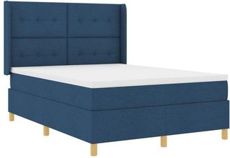 vidaXL Cama Tipo Box Spring Con Colch&oacute;n Azul 140 X 190 Cm Tela Vidaxl