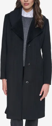 Cole Haan Womens Large Collar Wool Coat - Black Size 14