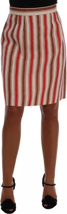 Dolce & Gabbana Multicolor Portofino Stripes Cotton Midi Womens Skirt