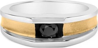 House of Brilliance Mens 14K Yellow Gold Plated Sterling Silver 1/2 Cttw Black Diamond Band Ring in Yellow Gold Over Silver at Nordstrom